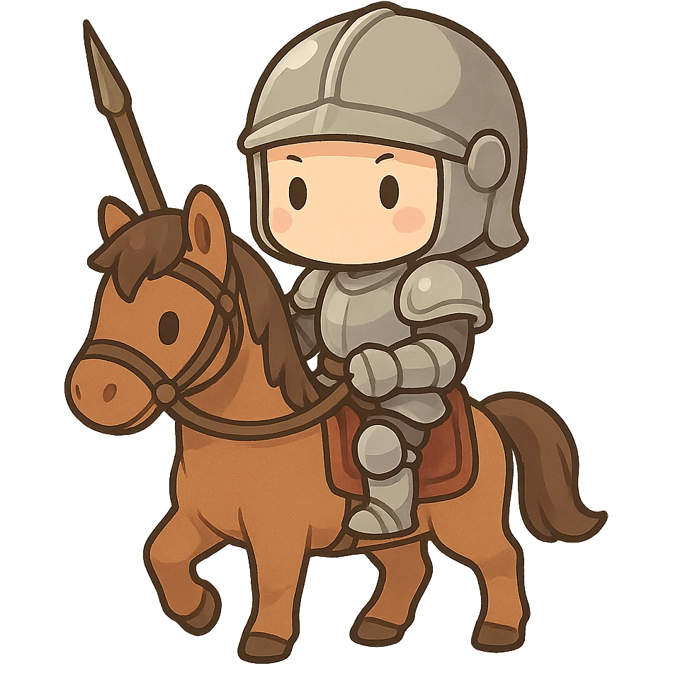 一个穿着铠甲，骑着马的骑士 emoji