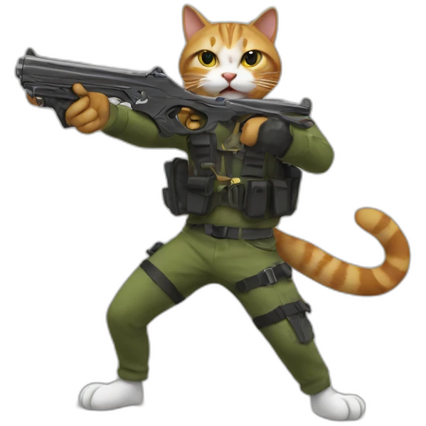 A cat holding a gun emoji