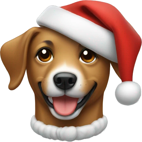 A dog happy with a Christmas hat  emoji