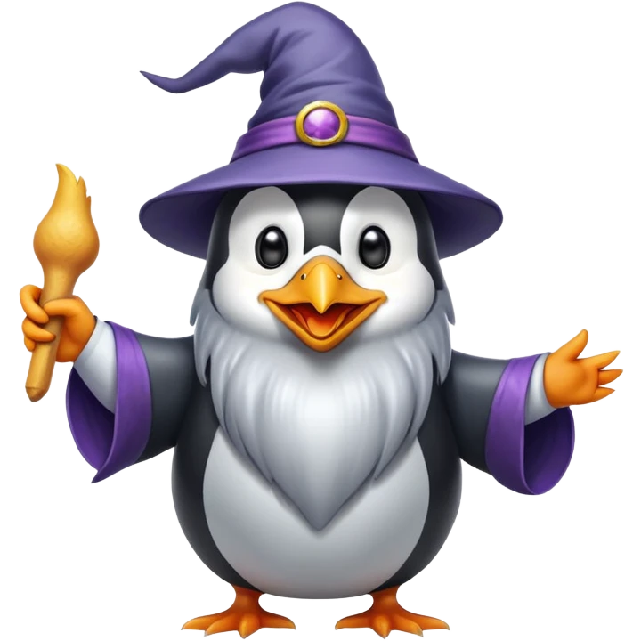 penguin wizard pointing and laughing at you riding a chicken emoji