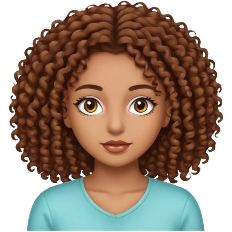 Brownskin clean girl with Brown curly hairand basic lash extensions emoji