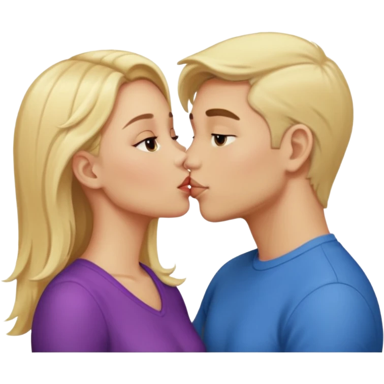 blonde girl and gay guy kissing emoji