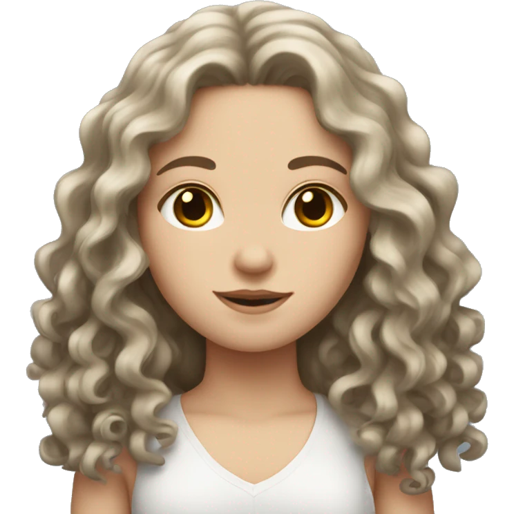 White girl with long curly dark brown hair emoji