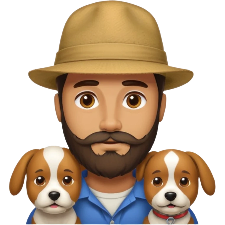men with dog, 3 day beard emoji