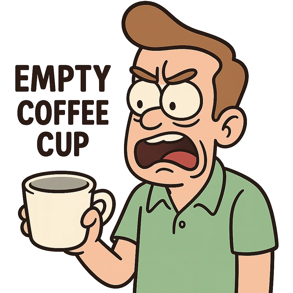 empty coffee cup in flat toon style emoji