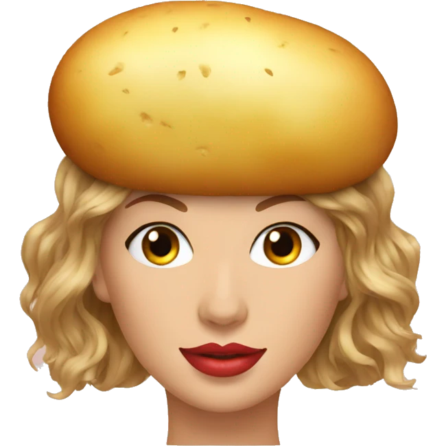 Taylor swift with a potato on her head emoji