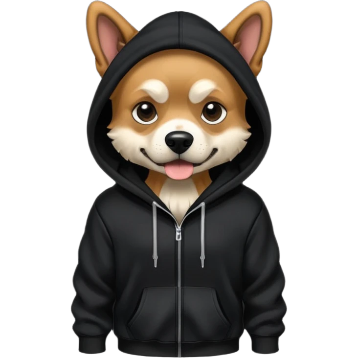 Ripped dog with a black hoodie emoji