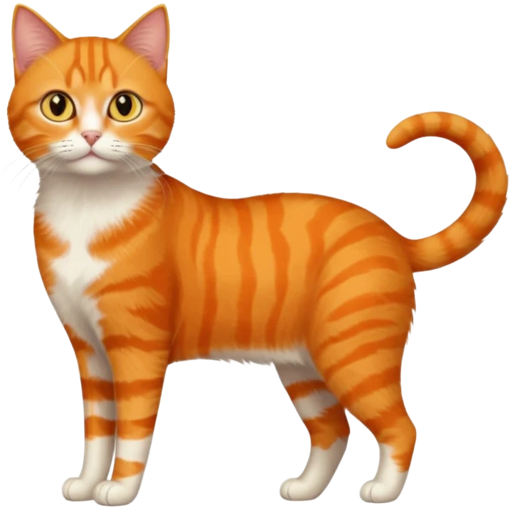 full body orange domestic shorthair slim cat with yellow/orange eyes  emoji