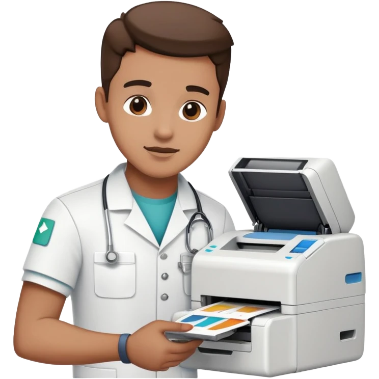 IT technician fixing a printer in hospital emoji