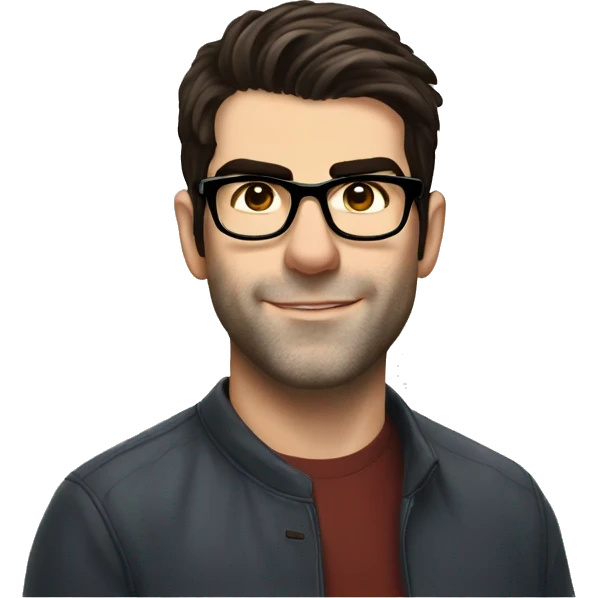 Zachary Quinto with glasses small head short hair oval head emoji