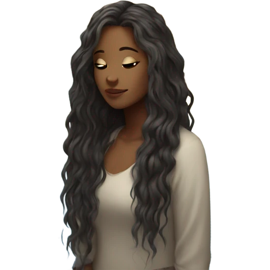 serene beauty by the water long hair  emoji