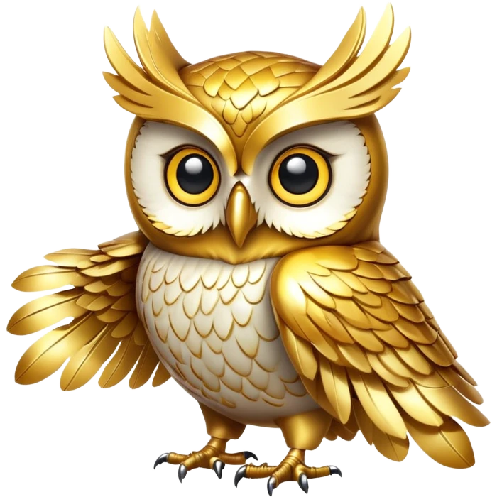 golden owl with shiny feathers emoji