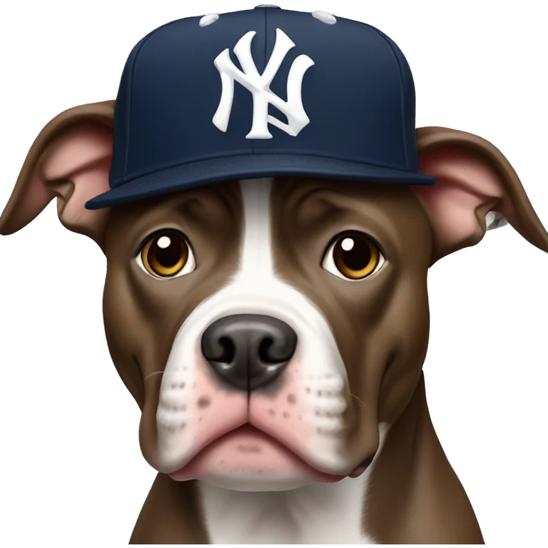 Pitbull wearing New York Yankees hat emoji