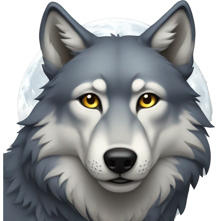 wolf with moon emoji