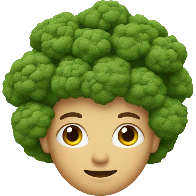 person head with broccoli hair emoji