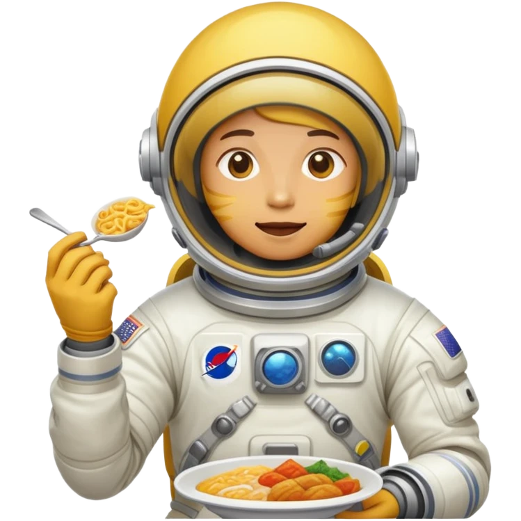 A yellow person in a spacesuit eating Korean food emoji