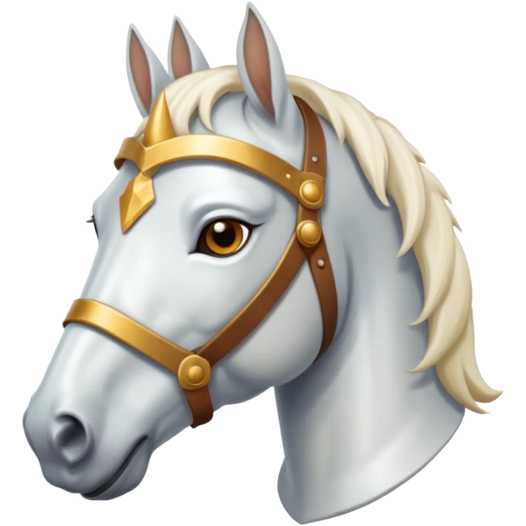 The face of a white realistic horse in armor emoji
