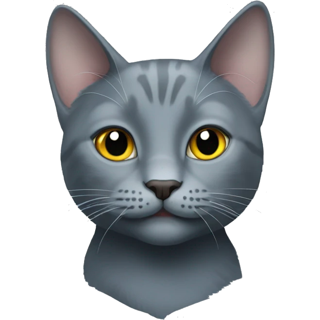 russian blue cat with smile emoji
