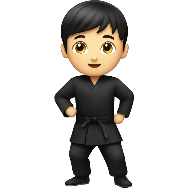 kid playing tai ji in black uniform emoji