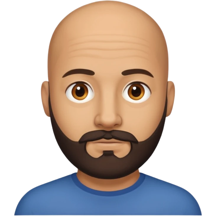 Dark brown beard bald man emoji