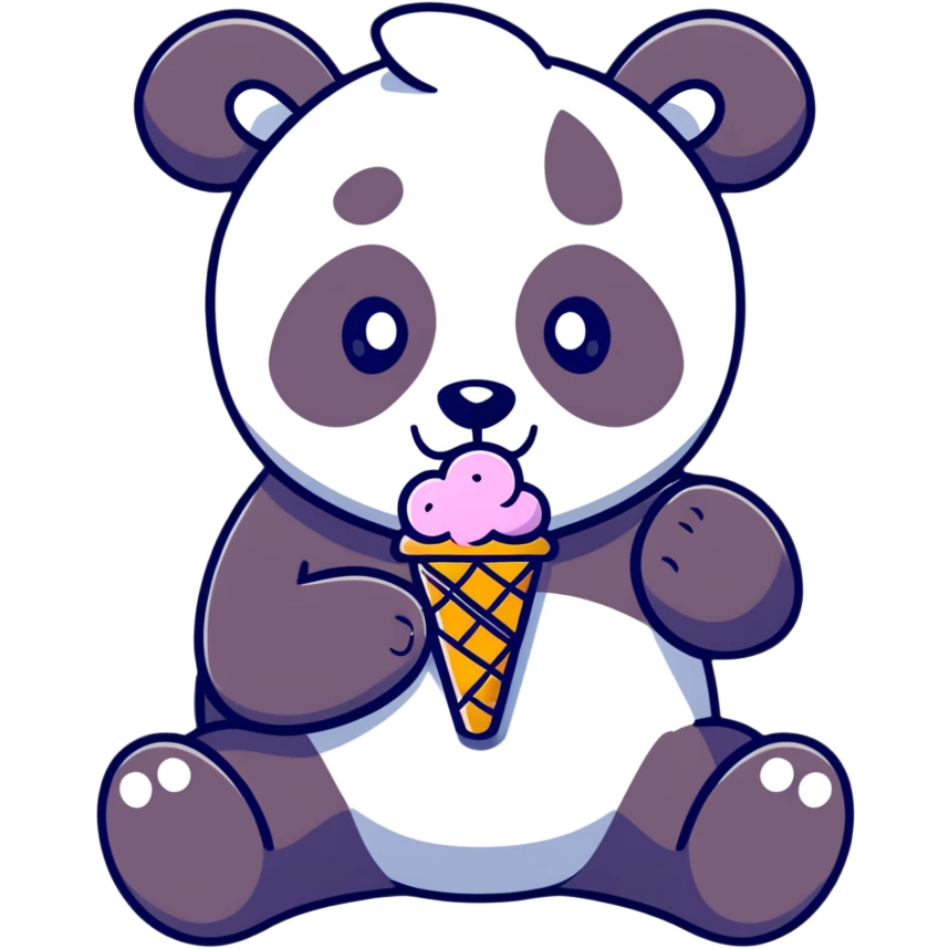 Panda eating ice cream emoji
