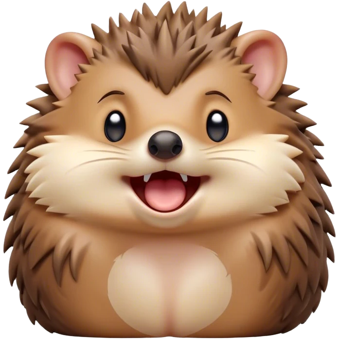 Cinematic Cute Yawning Hedgehog Portrait Emoji, Head tilted slightly with a dramatic, wide-open yawn, showcasing a soft, downy brown Fur with tiny, droopy ears and eyes barely open in drowsy contentment, Simplified yet irresistibly adorable features, highly detailed, glowing with a soft, cozy glow, high shine, relaxed yet expressive, stylized with a touch of natural whimsy, bright and endearing, soft glowing outline, capturing the essence of a sleepy yet affectionate hedgehog, so drowsy it feels like it could curl up out of the screen for a nap! emoji