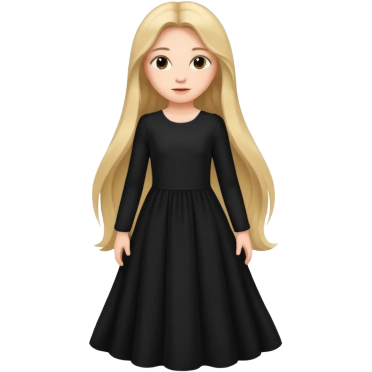 دختری با موهای بلند و لباس بلند دامنی و آستین بلند مشکی شیک و زیبا emoji