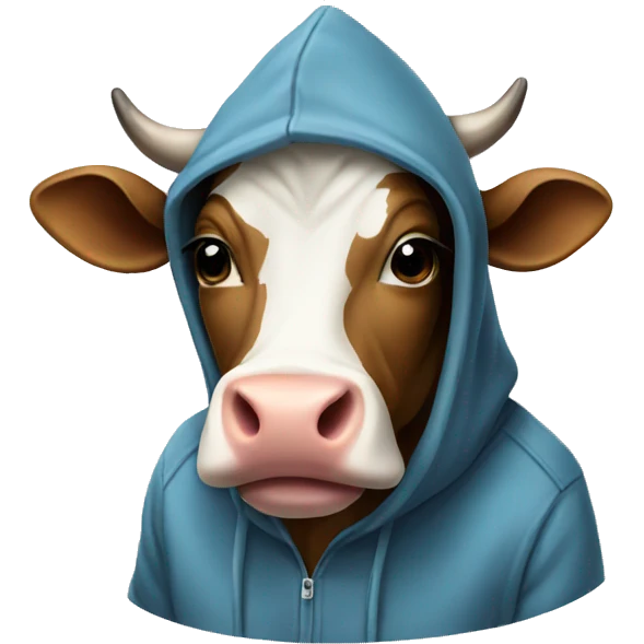 Cow wearing hoodie  emoji