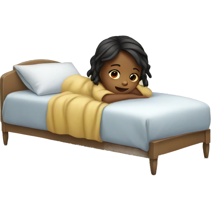 a little girl in a bed sick emoji