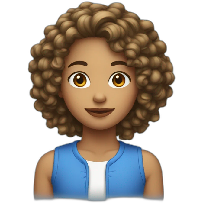 Fille au cheveux bouclés bleu  emoji