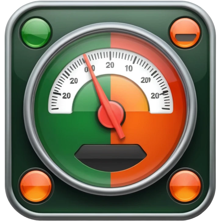 a meter gauge. Use 3 colors. red on the part. Orange on the middle. Green on the right. emoji