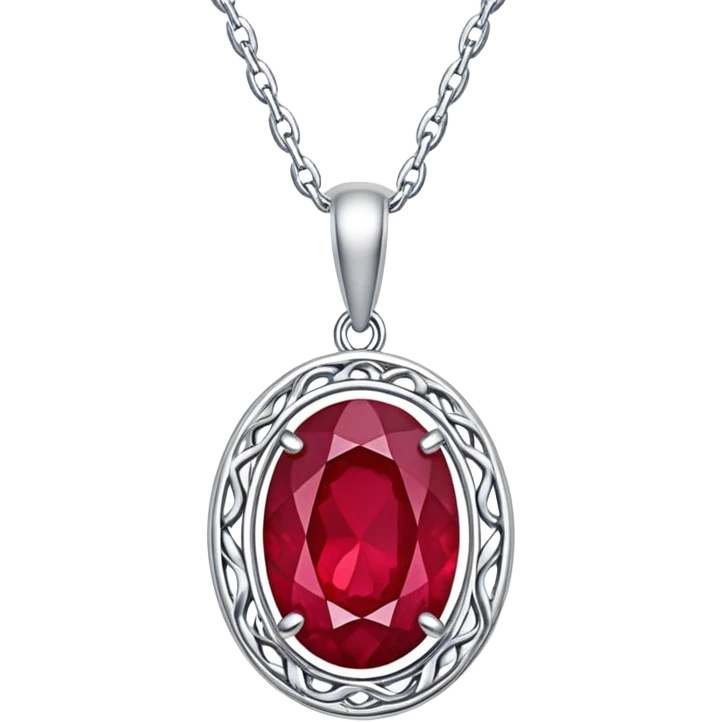 silver chain with a ruby pendant, undulating like moonlit water emoji