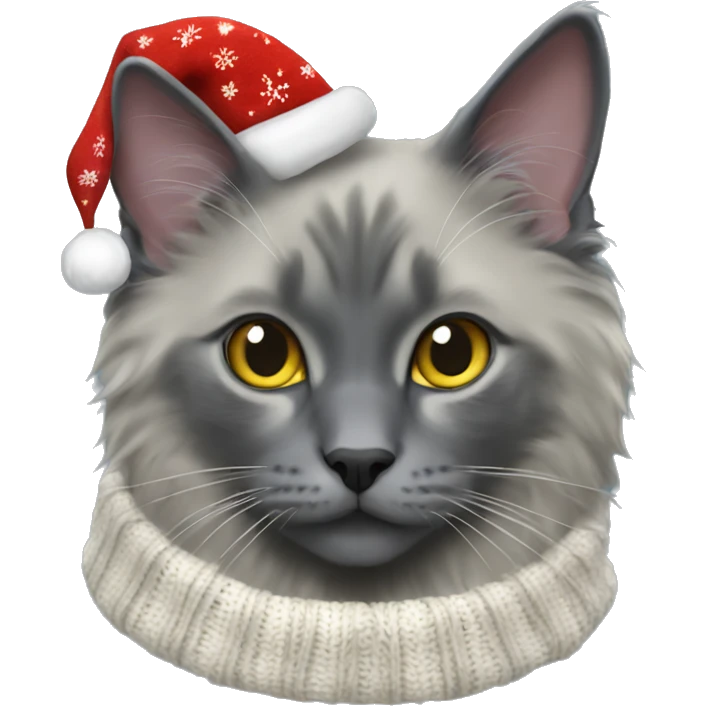 nebelung cat in christmas sweater emoji