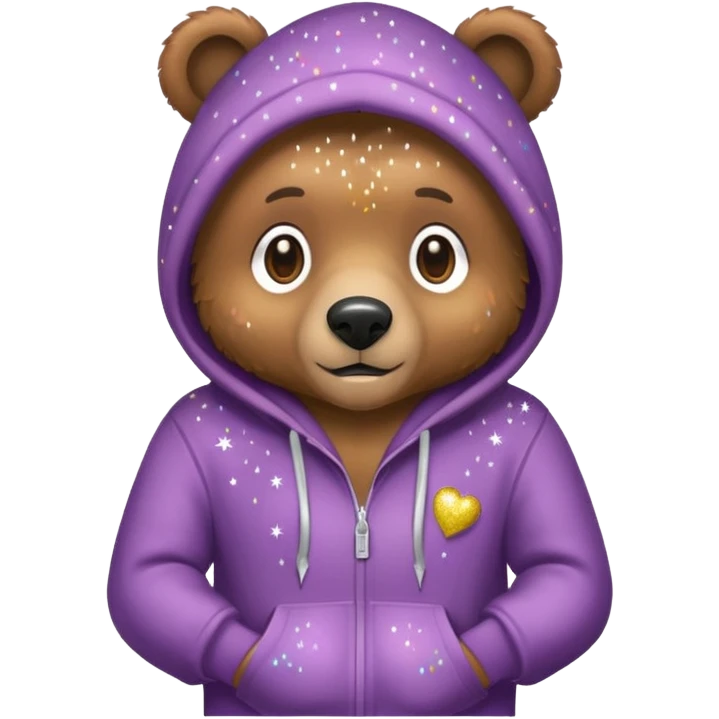  Brown bear with a hoodie on with glitter  emoji