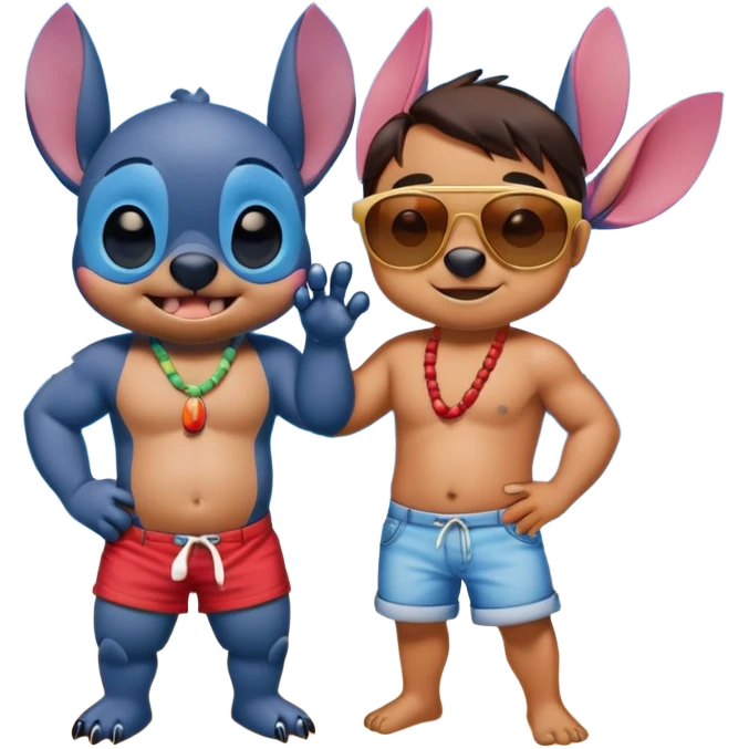 Realistic stitch and lilo vacatio emoji