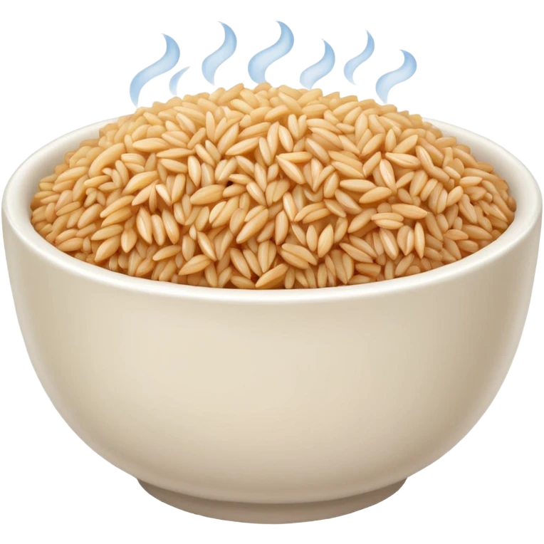 white bowl of brown rice, vibrant, simple, clear emoji