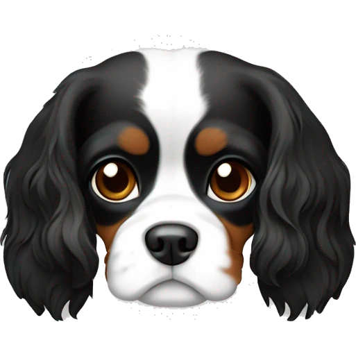 cavalier king charles black and white. No brown emoji