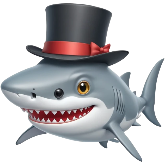 smiling shark with a monocle and top hat emoji