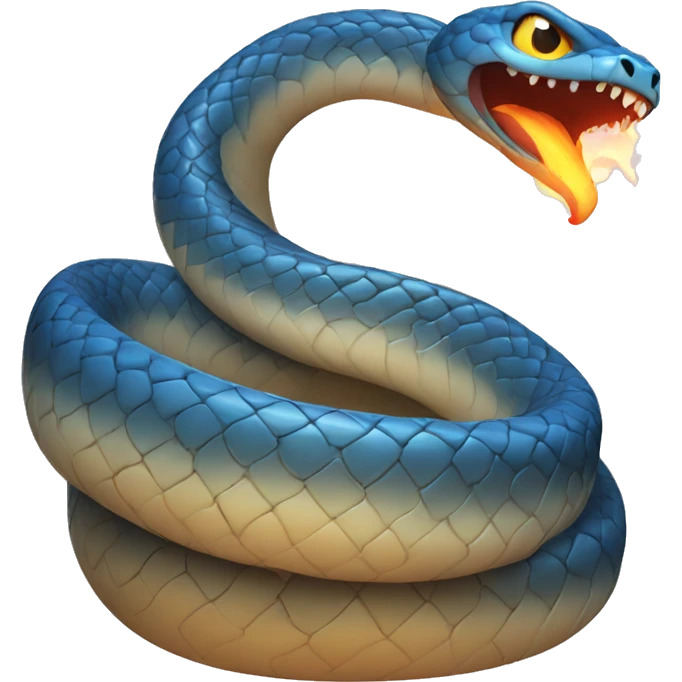 curvy blue snake breathing fire emoji