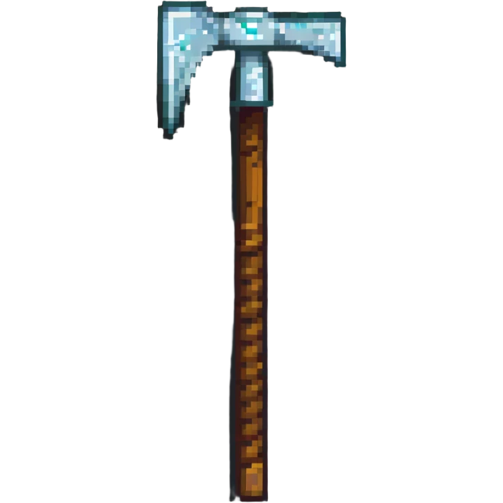 pixelated Minecraft diamond pickaxe with brown handle emoji