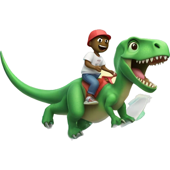 Dinosaur wearing a t shirt riding the waves emoji
