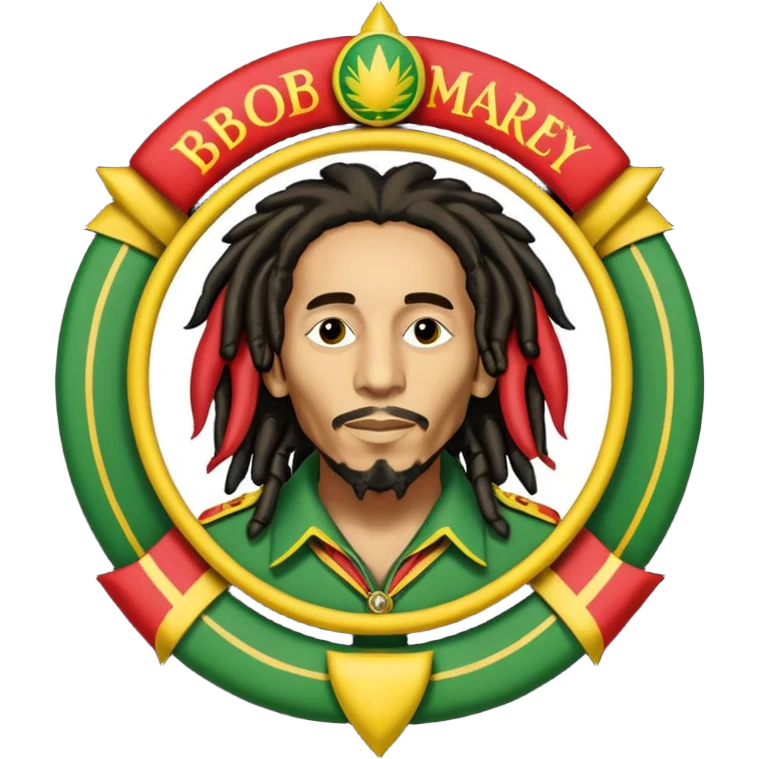 Bob Marley heraldic crest made with ethiopian colors emoji
