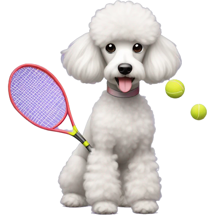 a poodle playing badminton with visible shuttlecock emoji