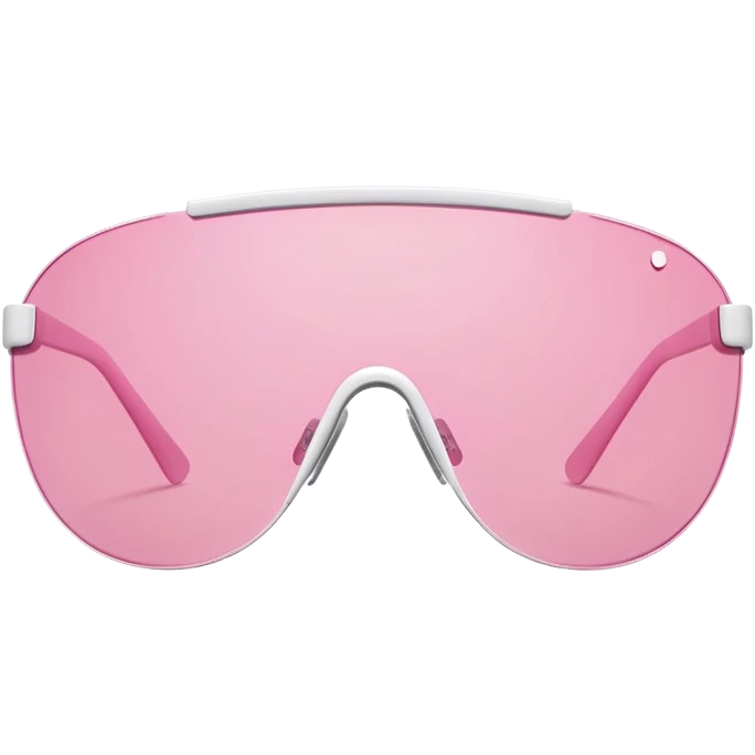 ultra minimalist frameless pink tinted shield visor sunglasses, simple clean lines emoji
