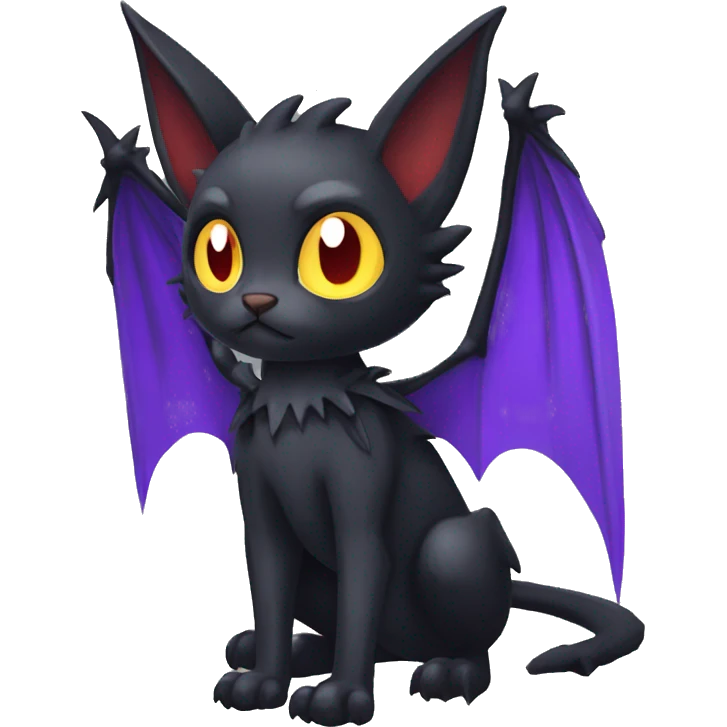 Black Edgy Gothic Bat-winged Litten-Bat-cat-Fakemon full body emoji