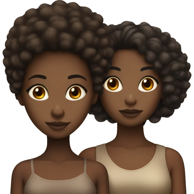 2 girlfriends black girls with afro hair one light skin and other brown skin emoji