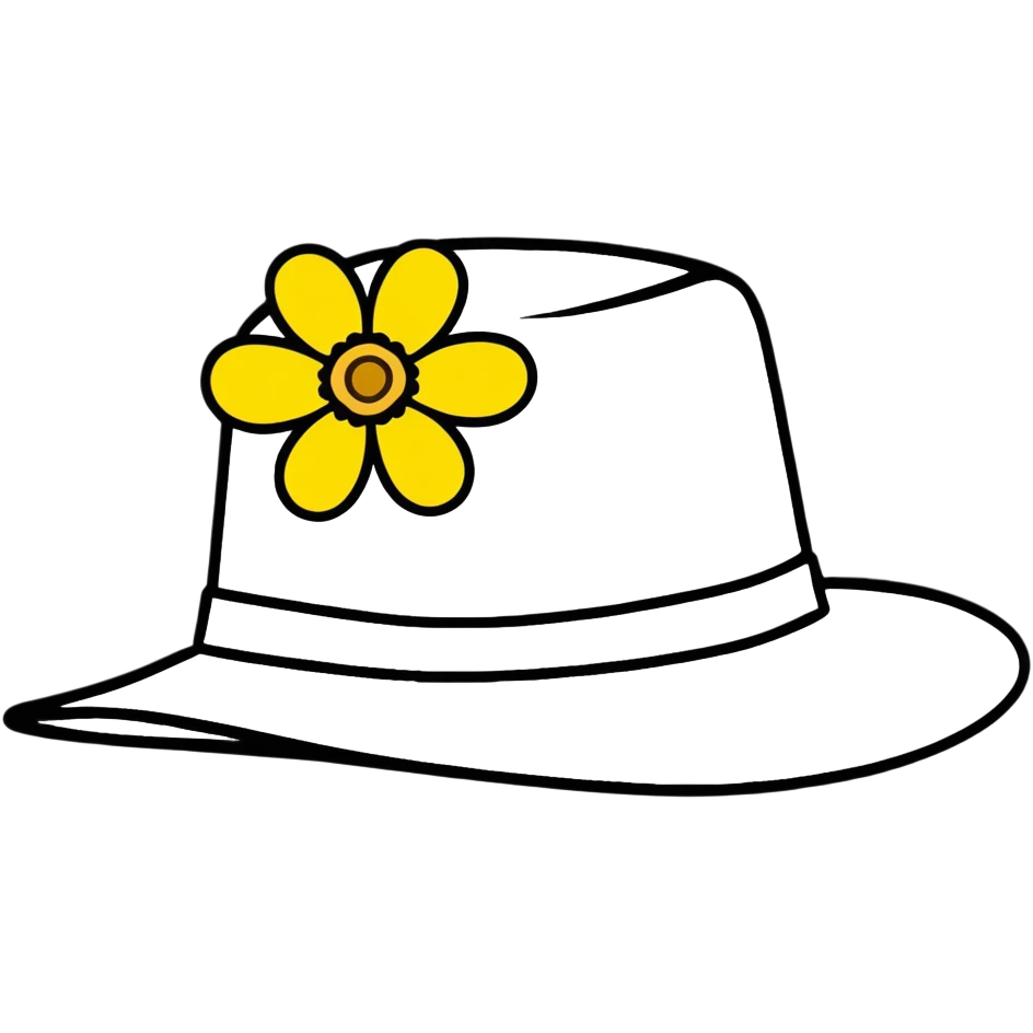 yellow flower on a hat emoji