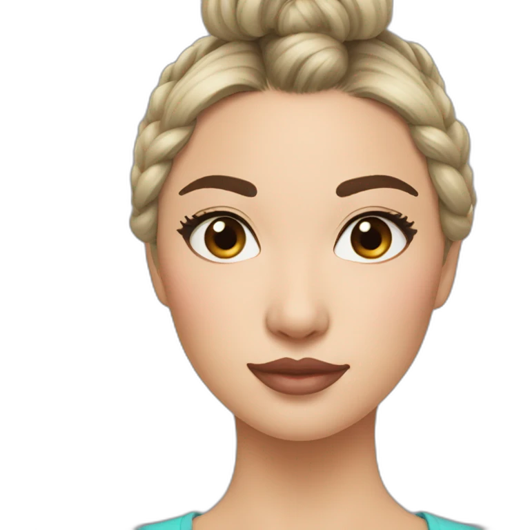 kazakh woman with double bun hair and eye liner emoji