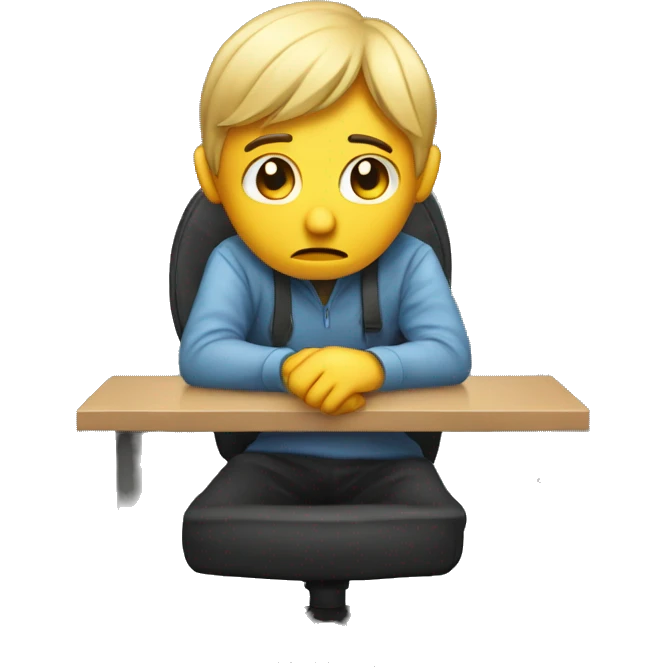 sad gamer on behind computer emoji