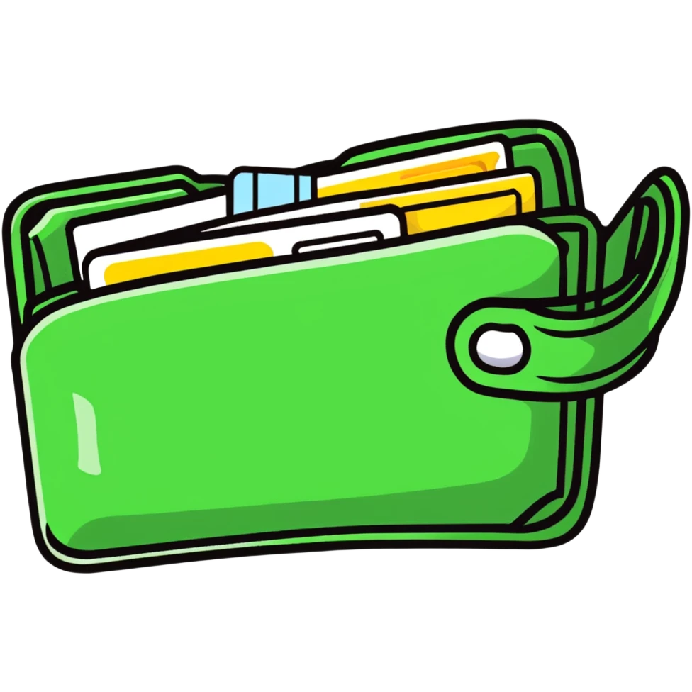 Wallet with dollar bills and savings emoji